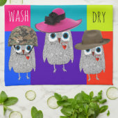 そしてお洒落かわいい賢いフクロウのキッチンタオル キッチンタオル (折り畳み)