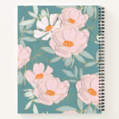 そしてかわいらし美しい植物模様の青い ノートブック (裏面)