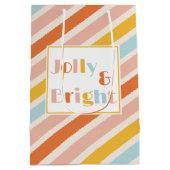 そしてすてき明るいカラフルのストライプクリスマス ミディアムペーパーバッグ (裏面)