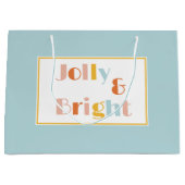 そしてすてき明るい無地の薄青のクリスマス ラージペーパーバッグ (正面)