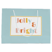 そしてすてき明るい無地の薄青のクリスマス ラージペーパーバッグ (裏面)