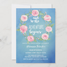 そしてそう冒険は|の水彩画の卒業生を始めます 招待状