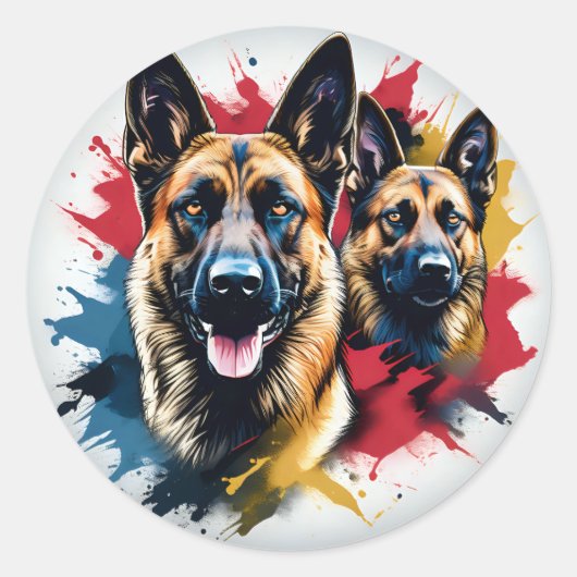 そしてはっきりした勇敢なマリノワ犬 ラウンドシール (正面)