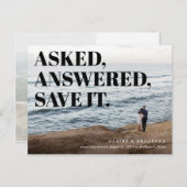 そしてはっきりした生意気なタイポグラフィック結婚式の日付を保存 案内ポストカード (正面/裏面)