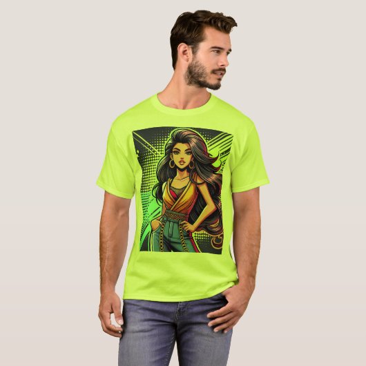 そしてはっきりした美しい漫画の少女TシャツDes Tシャツ (正面フル)