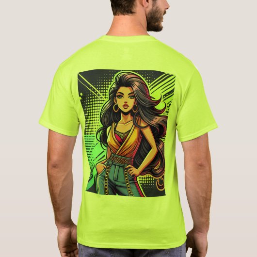 そしてはっきりした美しい漫画の少女TシャツDes Tシャツ (裏面)