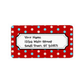 そしてはっきりした鮮やかな赤と青の水玉模様 ラベル (正面)