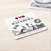 そしてエレガントおもしろいラスベガス結婚の スクエアペーパーコースター (アングル)