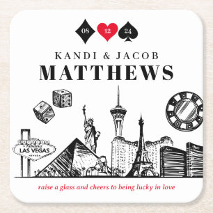 そしてエレガントおもしろいラスベガス結婚の スクエアペーパーコースター