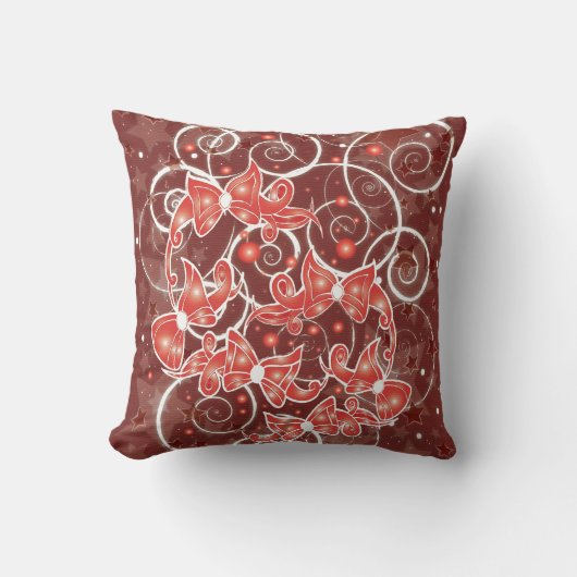 そしてエレガントかわいいクリスマスの弓と星 クッション (正面)