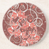 そしてエレガントかわいいクリスマスの弓と星 コースター (正面)