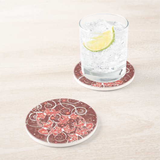 そしてエレガントかわいいクリスマスの弓と星 コースター (側面)