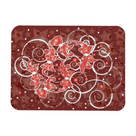 そしてエレガントかわいいクリスマスの弓と星 マグネット (横)