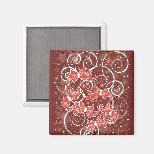 そしてエレガントかわいいクリスマスの弓と星 マグネット (正面/裏面)