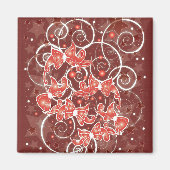 そしてエレガントかわいいクリスマスの弓と星 マグネット (正面)