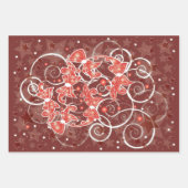 そしてエレガントかわいいクリスマスの弓と星 ラッピングペーパーシート (正面3)