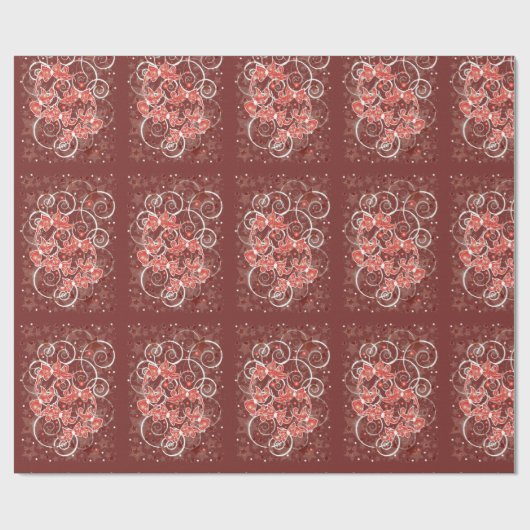 そしてエレガントかわいいクリスマスの弓と星 ラッピングペーパー (フラット)