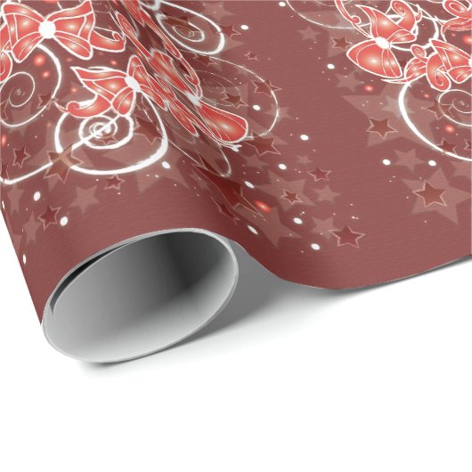 そしてエレガントかわいいクリスマスの弓と星 ラッピングペーパー (ロールコーナー)