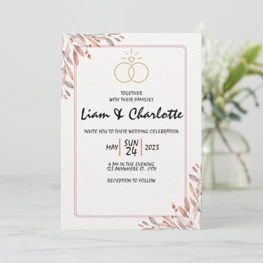 そしてエレガント時代を超越した結婚式招待状テンプレート 招待状 (スタンド正面)