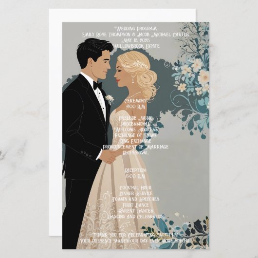 そしてエレガント時代を超越した結婚式招待状デザイン (正面/裏面)