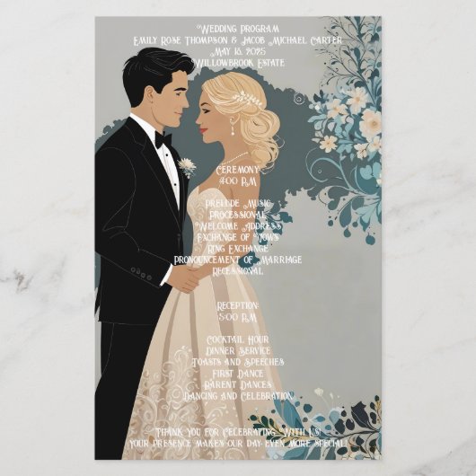 そしてエレガント時代を超越した結婚式招待状デザイン (正面)