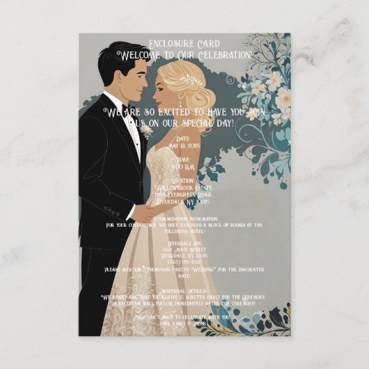 そしてエレガント時代を超越した結婚式招待状デザイン エンクロージャーカード (正面)