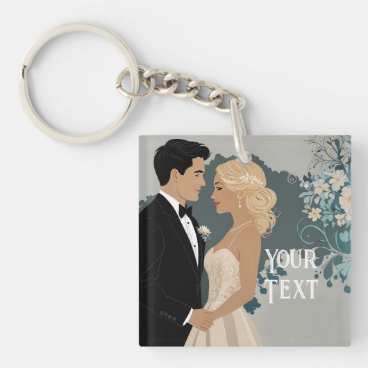 そしてエレガント時代を超越した結婚式招待状デザイン キーホルダー (正面)