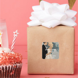 そしてエレガント時代を超越した結婚式招待状デザイン スクエアシール