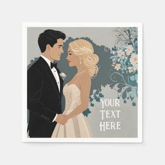 そしてエレガント時代を超越した結婚式招待状デザイン スタンダードカクテルナプキン (正面)