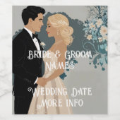 そしてエレガント時代を超越した結婚式招待状デザイン ワインラベル (シングルラベル)