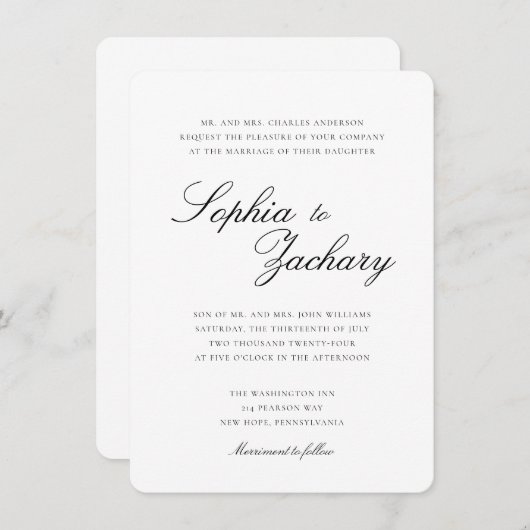 そしてエレガント時代を超越した結婚式招待状 招待状 (正面/裏面)