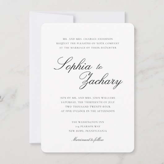 そしてエレガント時代を超越した結婚式招待状 招待状 (正面)