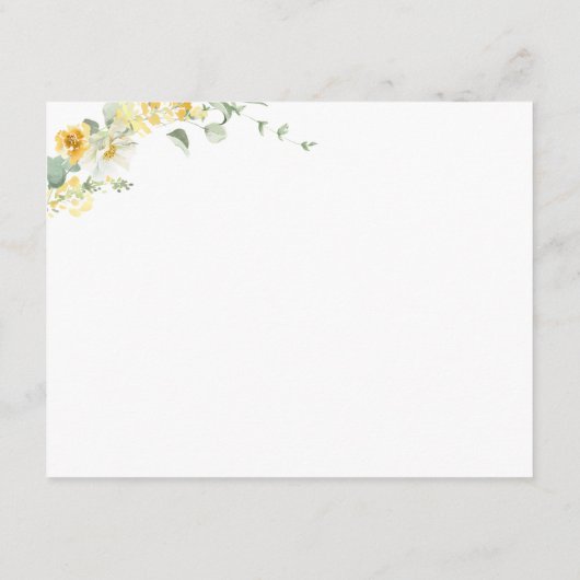 そしてエレガント繊細な黄色いフローラの結婚詳細 エンクロージャーカード (裏面)