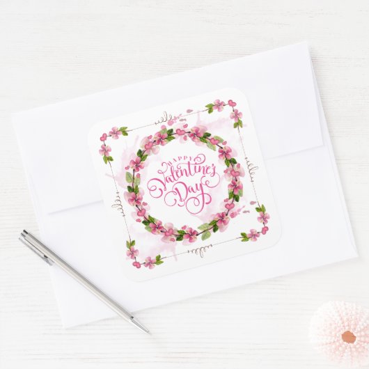 そしてエレガント美しいバレンタインのステッカーのシール スクエアシール (封筒)