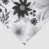 そしてエレガント複雑な黒と白の花柄 薄葉紙 (詳細)