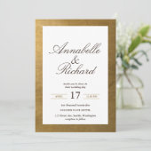 そしてエレガント贅沢なリッチ金ゴールドは日付を保存する 招待状 (スタンド正面)