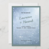 そしてエレガント魅惑的なアイスブルーの冬の結婚式 招待状 (正面)