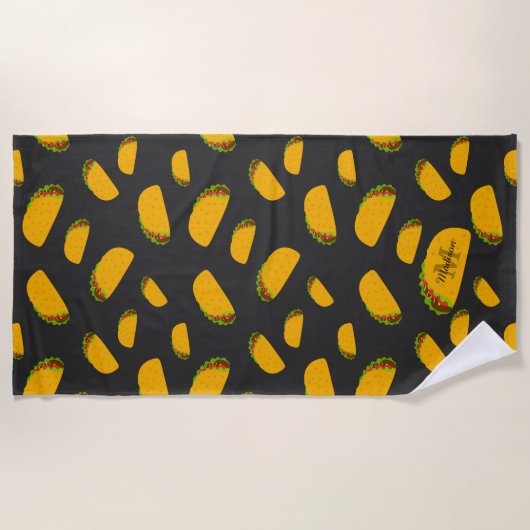 そしてカッコいいおもしろいおいしいタコ柄モノグラム ビーチタオル (正面)