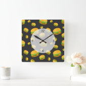 そしてカッコいいおもしろいおいしいナンバーズのバーガーパターン スクエア壁時計 (ホーム)