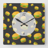 そしてカッコいいおもしろいおいしいナンバーズのバーガーパターン スクエア壁時計 (正面)