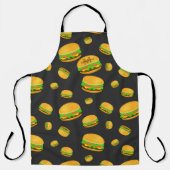 そしてカッコいいおもしろいおいしいバーガーパターンモノグラム エプロン (正面)