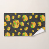 そしてカッコいいおもしろいおいしいバーガーパターンモノグラム バスタオルセット (ハンドタオル)