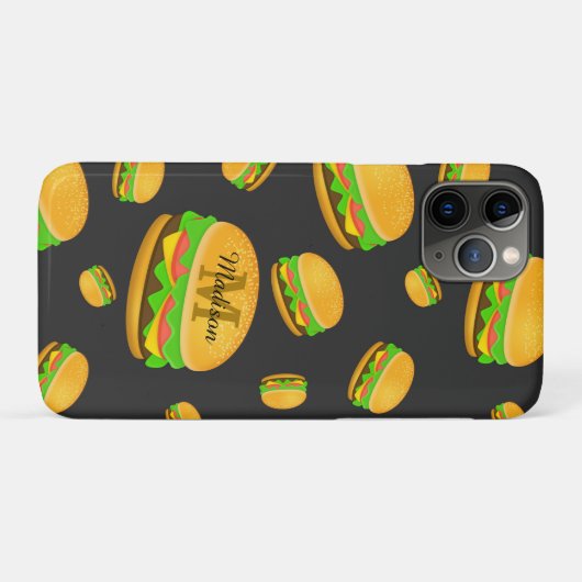 そしてカッコいいおもしろいおいしいバーガーパターンモノグラム Case-Mate iPhoneケース (裏面(横))