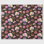 そしてカラフルおいしいドーナツとハート ラッピングペーパー (フラット)