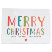 そしてカラフル明るい陽気なクリスマスのハート ラージペーパーバッグ (裏面)