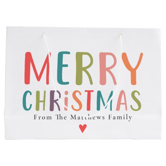 そしてカラフル明るい陽気なクリスマスのハート ラージペーパーバッグ (裏面)