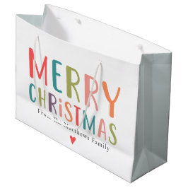 そしてカラフル明るい陽気なクリスマスのハート ラージペーパーバッグ