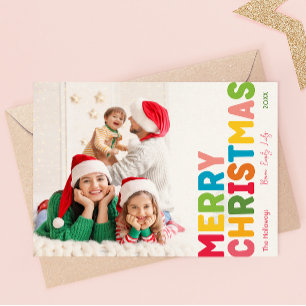 そしてカラフル明るい陽気なクリスマスのフルフォト シーズンカード