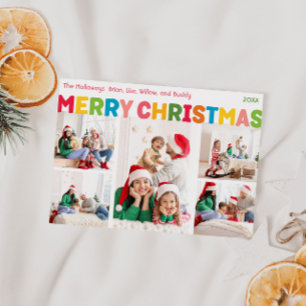 そしてカラフル明るい陽気なクリスマスの五枚の写真 シーズンカード
