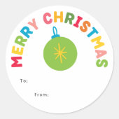 そしてカラフル明るい陽気なクリスマスの贈り物 ラウンドシール (正面)